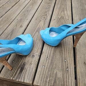 Jessica Simpson Vibrant Blue Peep-Toe Heels
